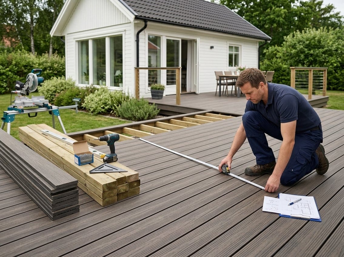 Kompositterrasse pris pr. m² – hvad koster materialer og lægning?